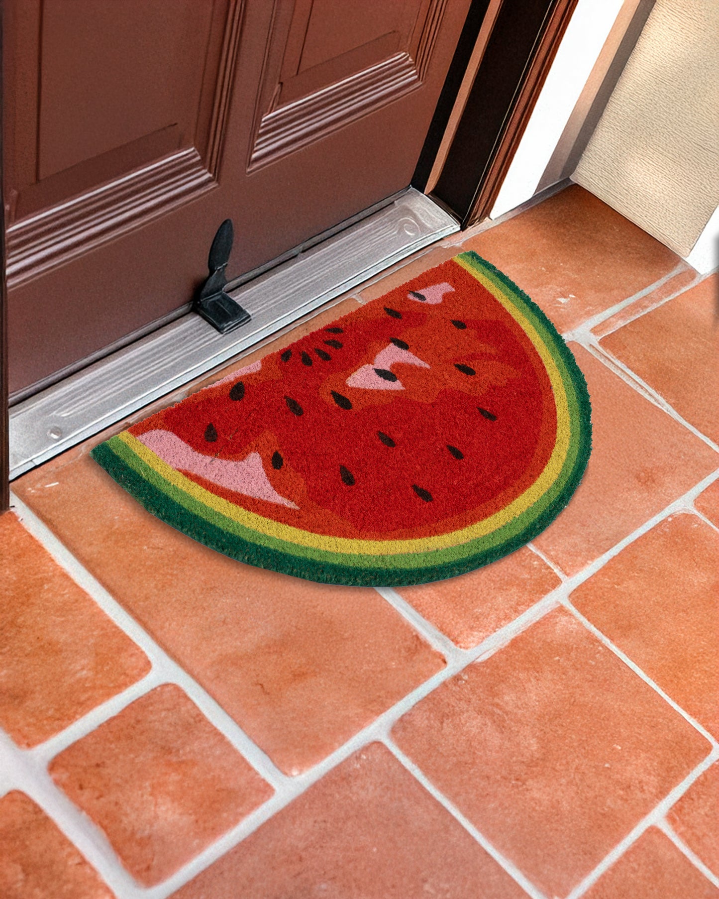 Watermelon Shaped Printed Coir Door Mat