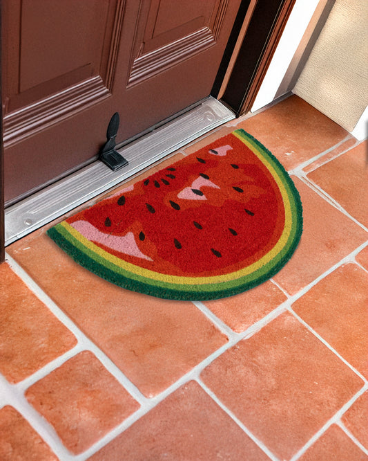 Watermelon Shaped Printed Coir Door Mat