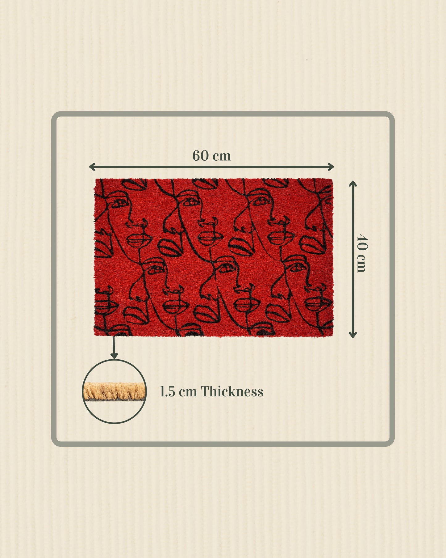 Red Face Modern Art Printed Coir Door Mat