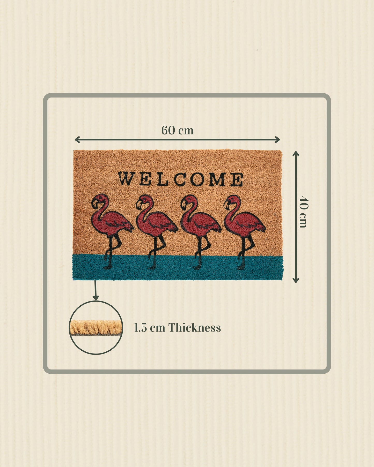 Welcome with Flamingos Printed Coir Door Mat