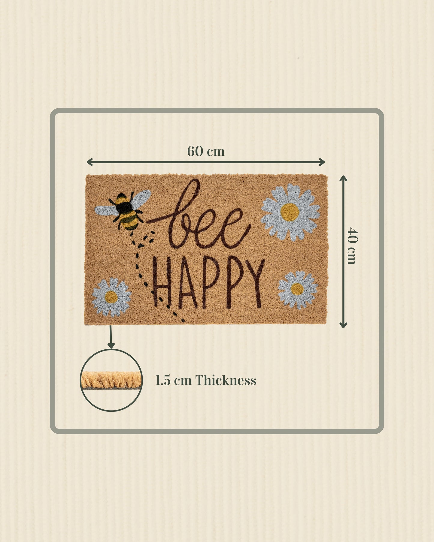 Bee Happy Printed Coir Door Mat