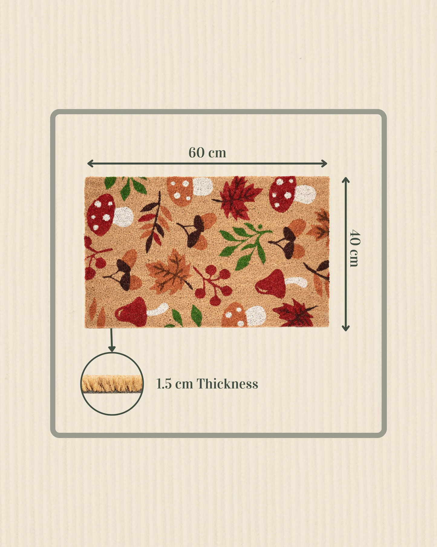 Mushrooms and Acorns Printed Coir Door Mat