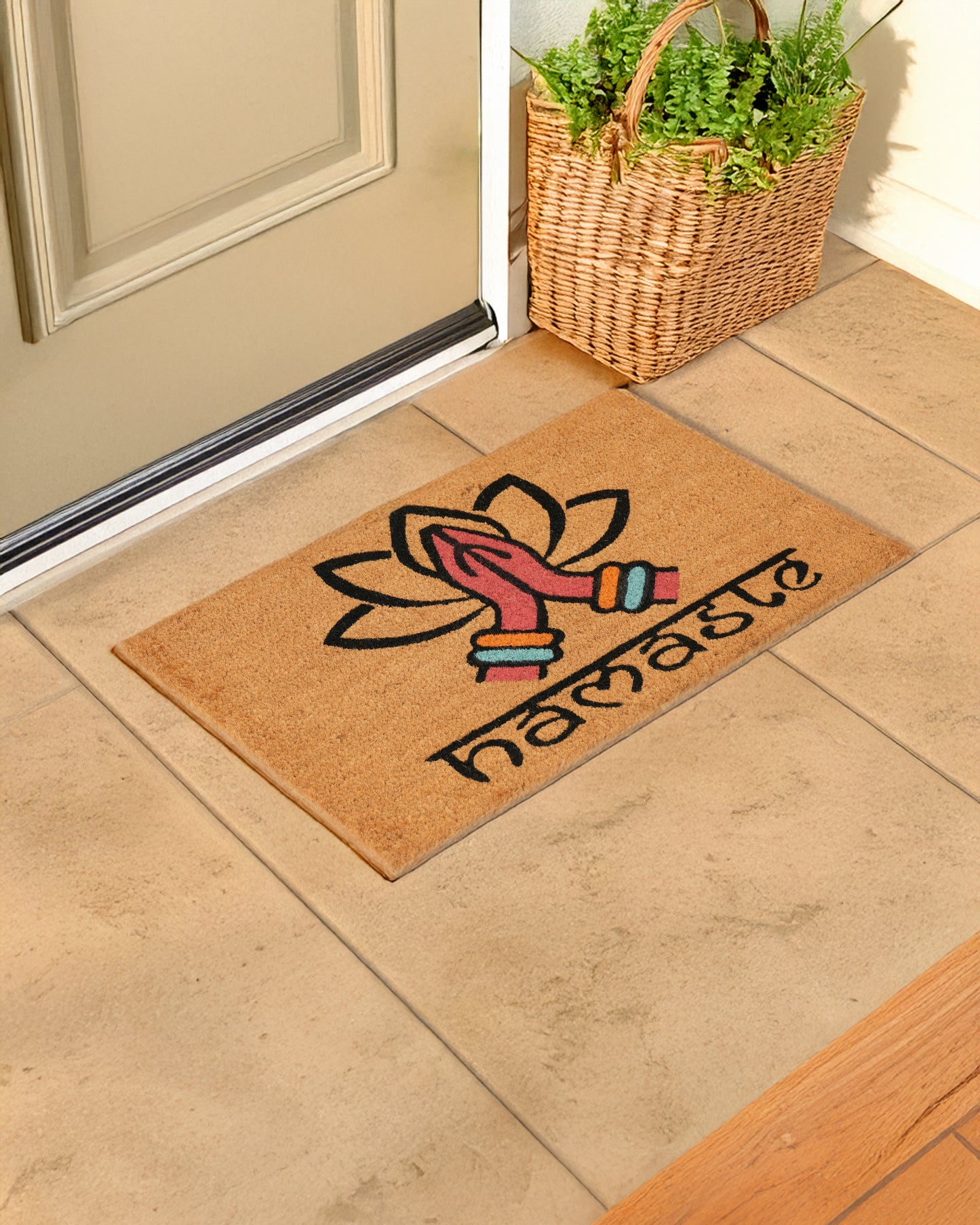 Namaste Lotus Printed Coir Door Mat