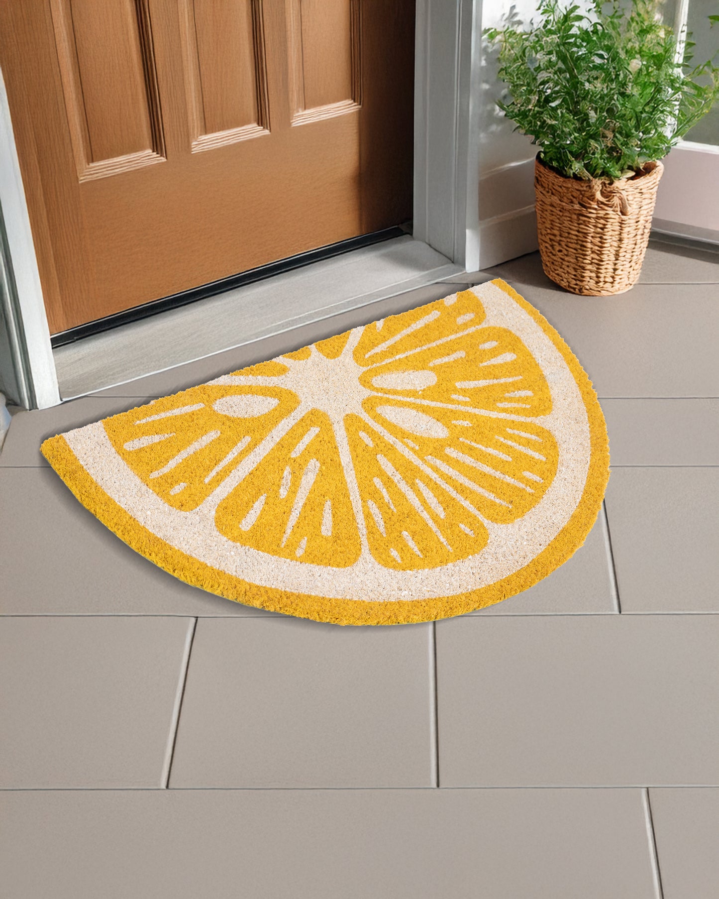 Lemon Shaped Printed Coir Door Mat