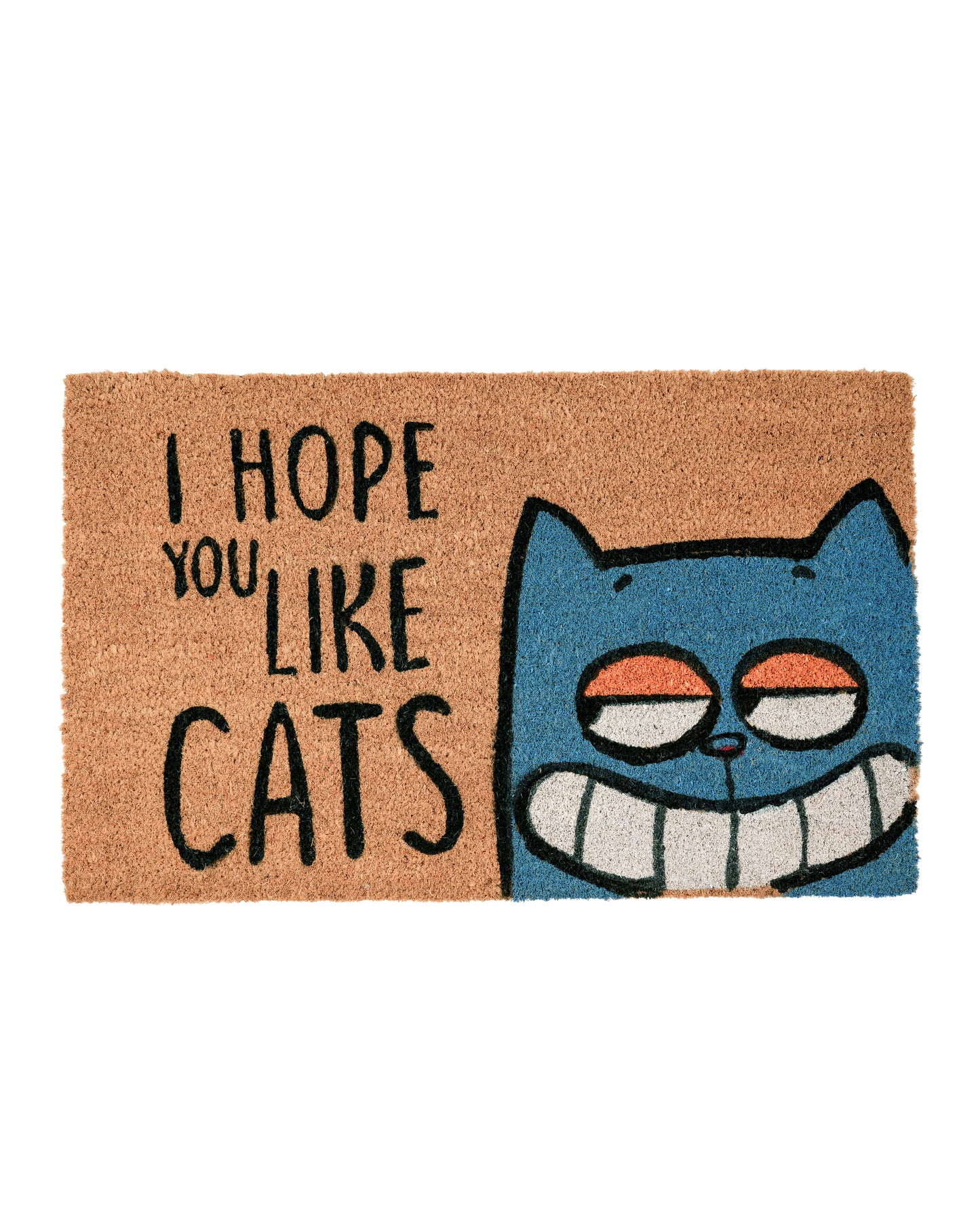 Hope You Like Cats with Blue Cat Printed Coir Door Mat π±π