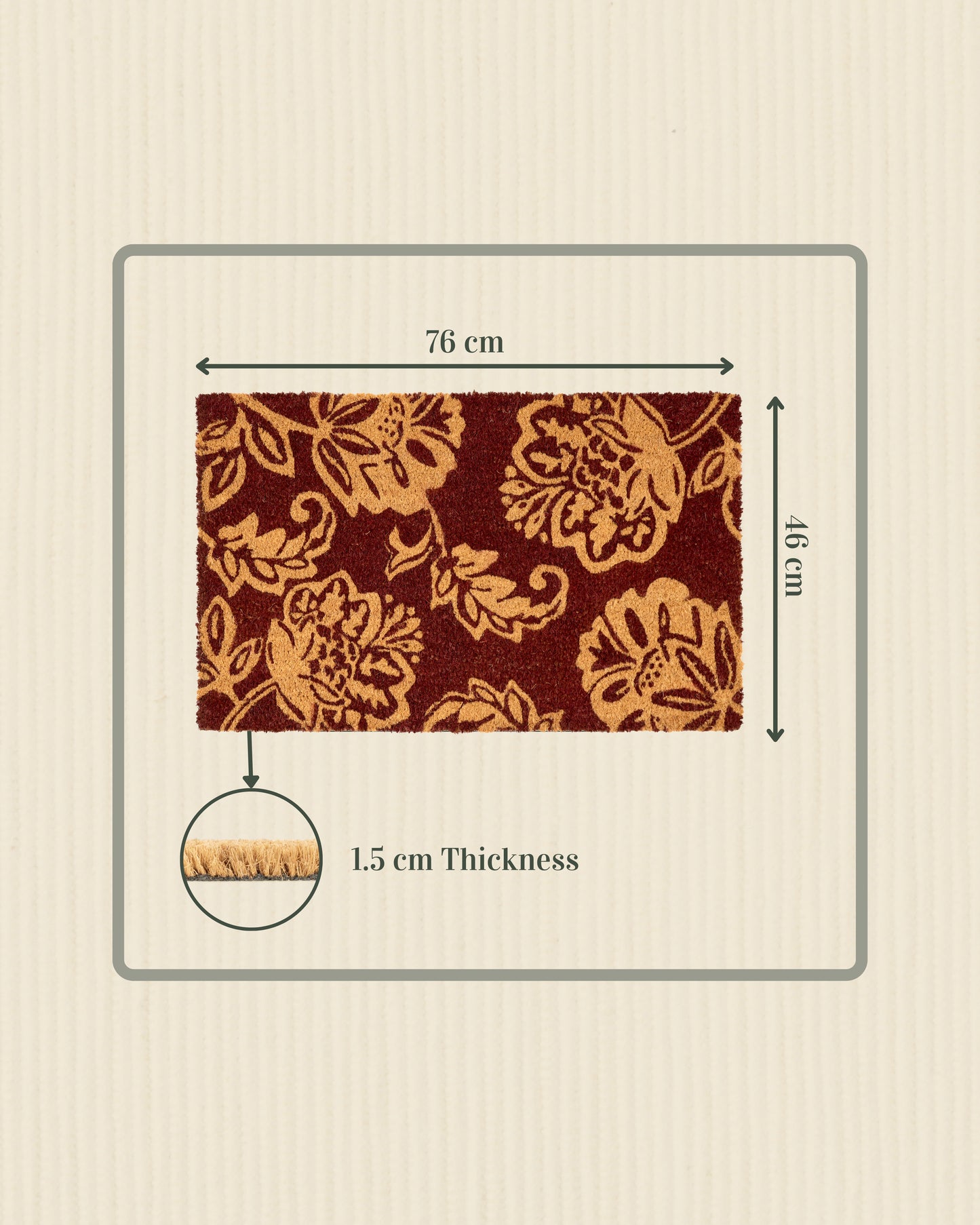 Maroon Flowers and Leaves Printed Coir Door Mat ๐ฟ๐บ