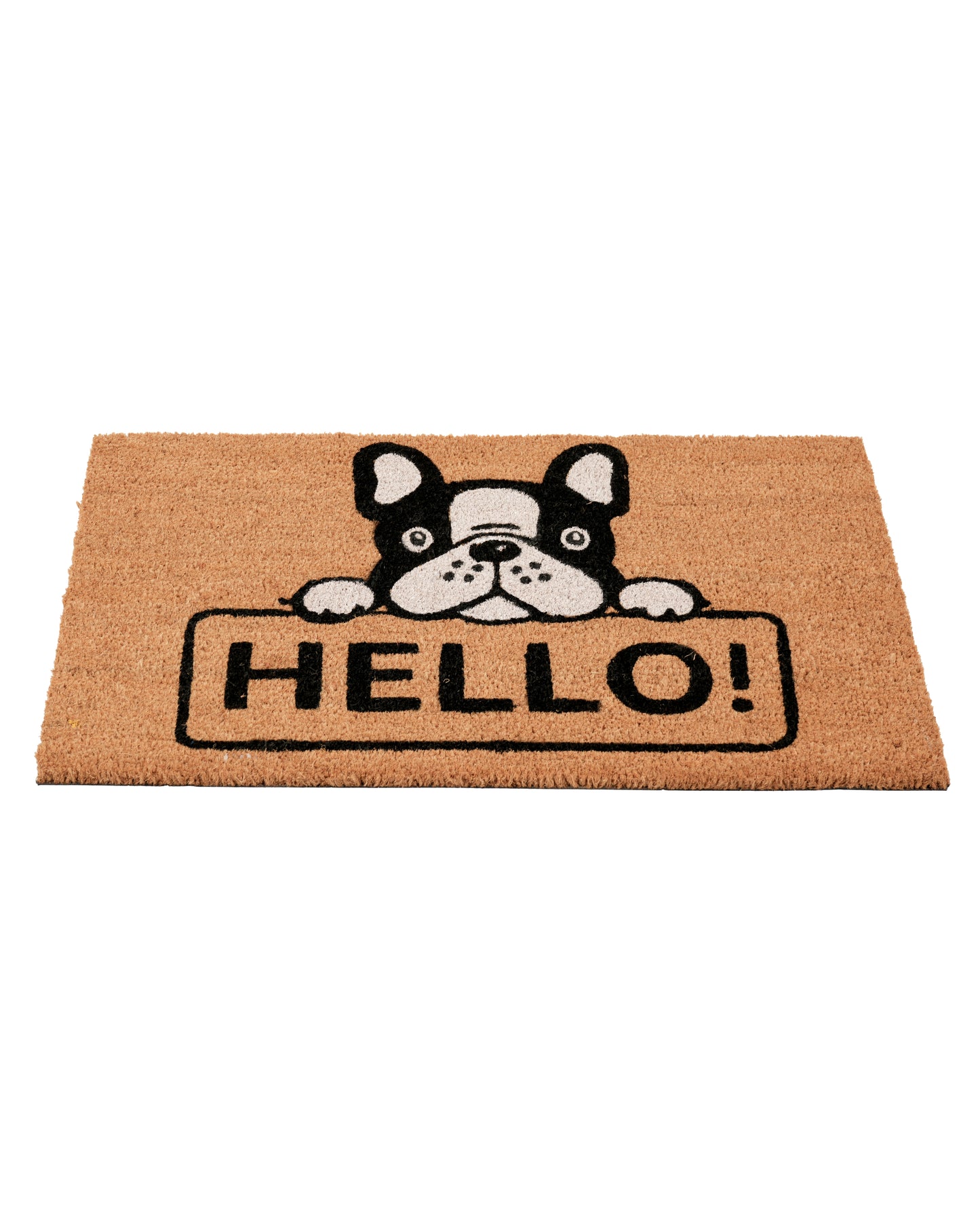 Hello with a Bulldog Printed Coir Door Mat 🐶✨