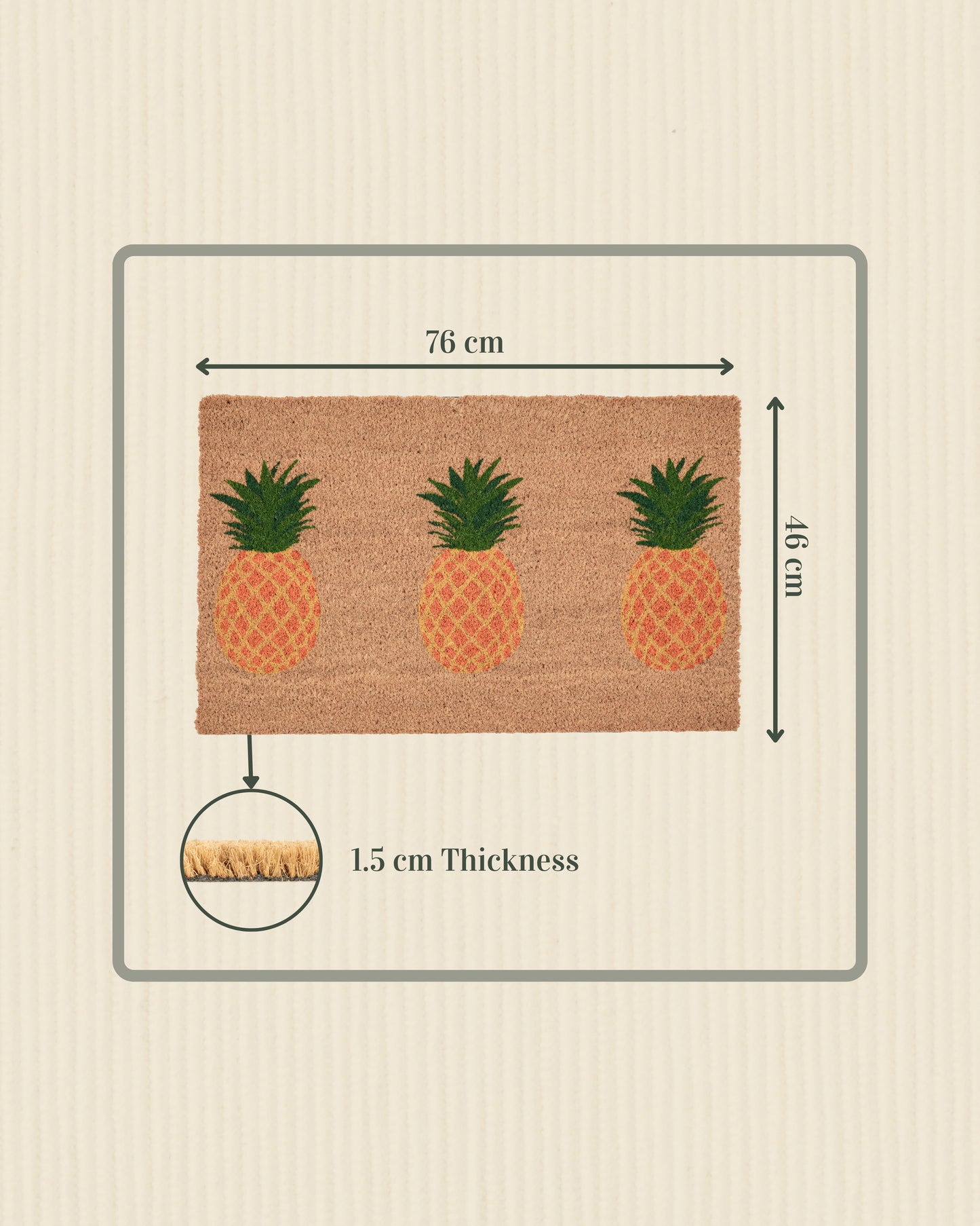 Three Pineapples Printed Coir Door Mat πβ¨