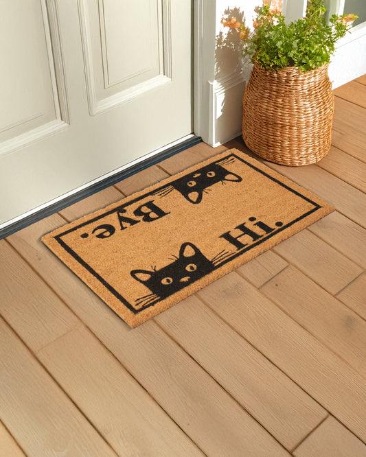 Hi Bye Cat Printed Coir Door Mat 🐱✨