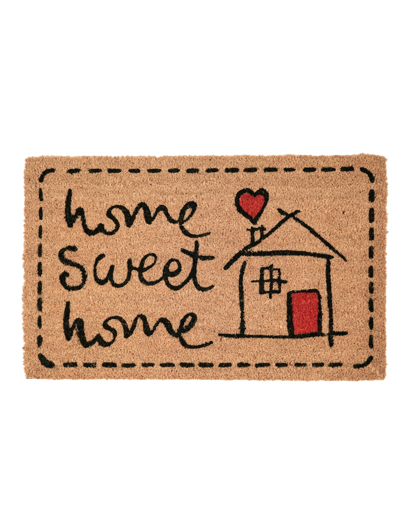 Home Sweet Home with Red Heart Printed Coir Door Mat ❤️🏡