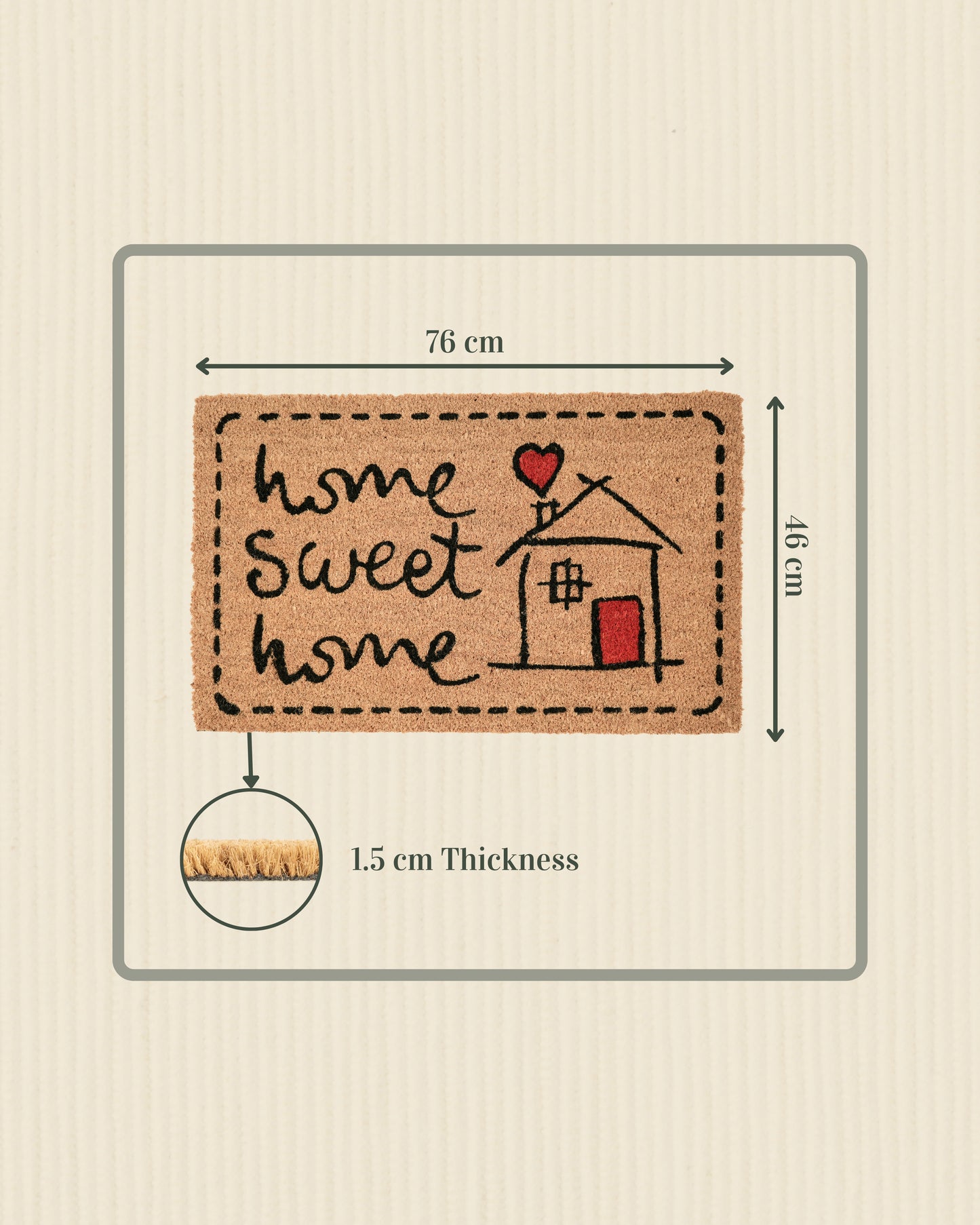 Home Sweet Home with Red Heart Printed Coir Door Mat ❤️🏡