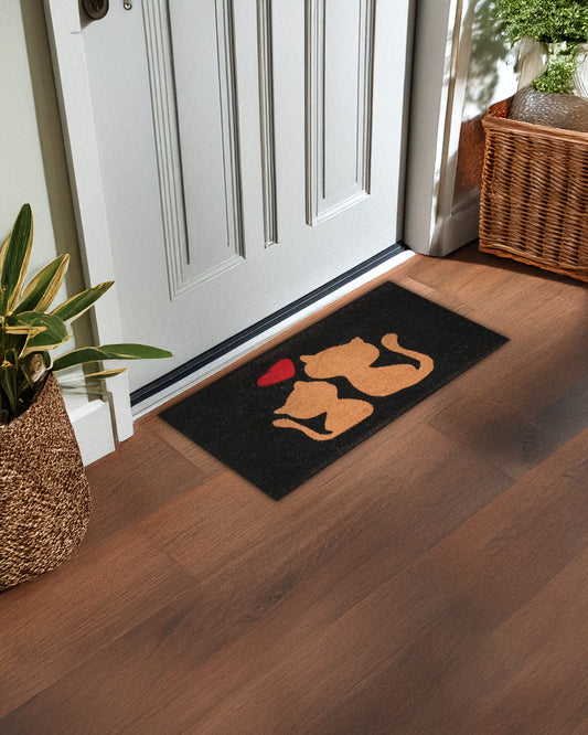 Mom and Baby Cat Love Printed Coir Door Mat