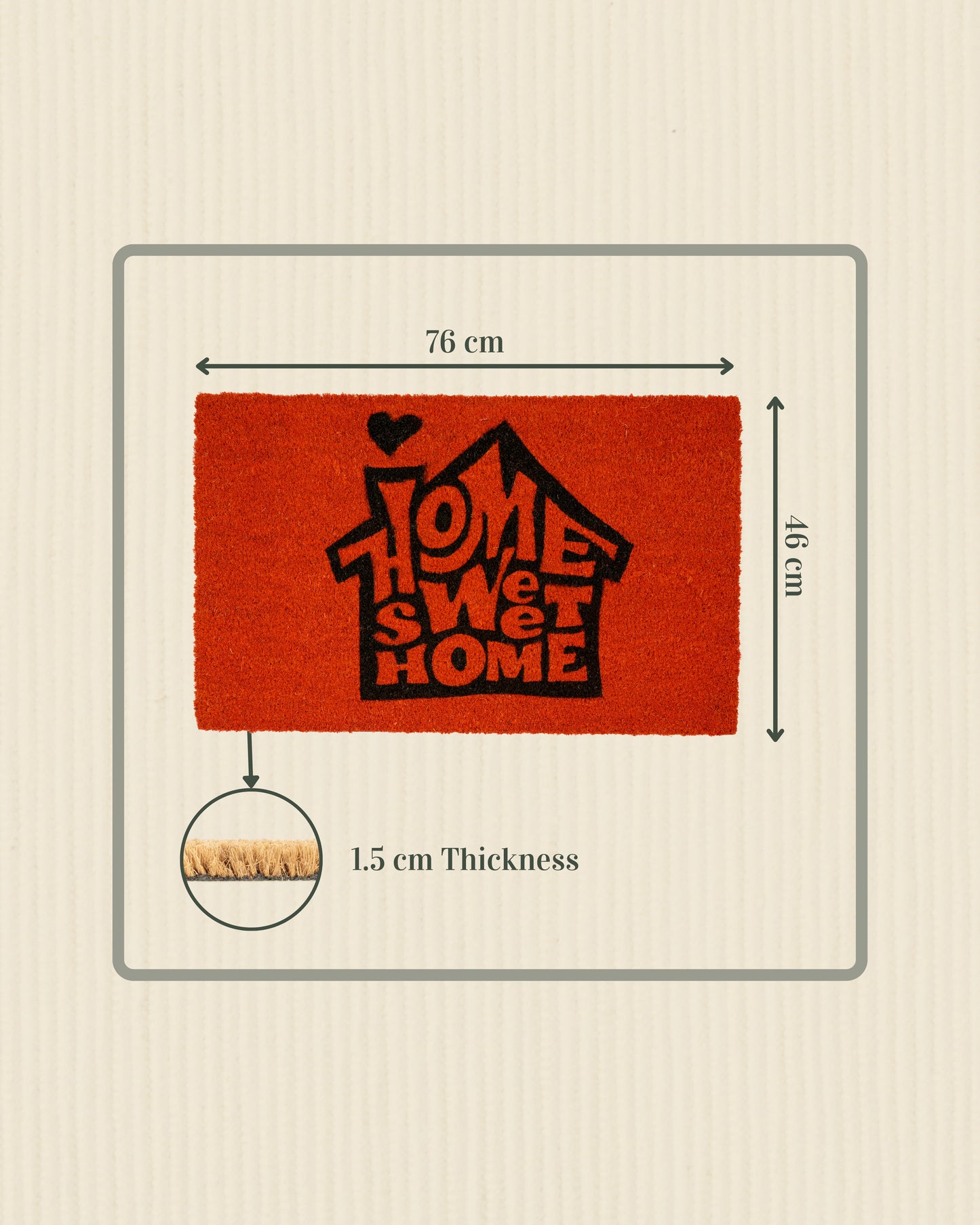 Home Sweet Home Red Heart Edition Printed Coir Door Mat