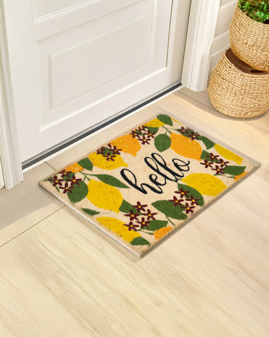 Hello Citrus Printed Coir Door Mat