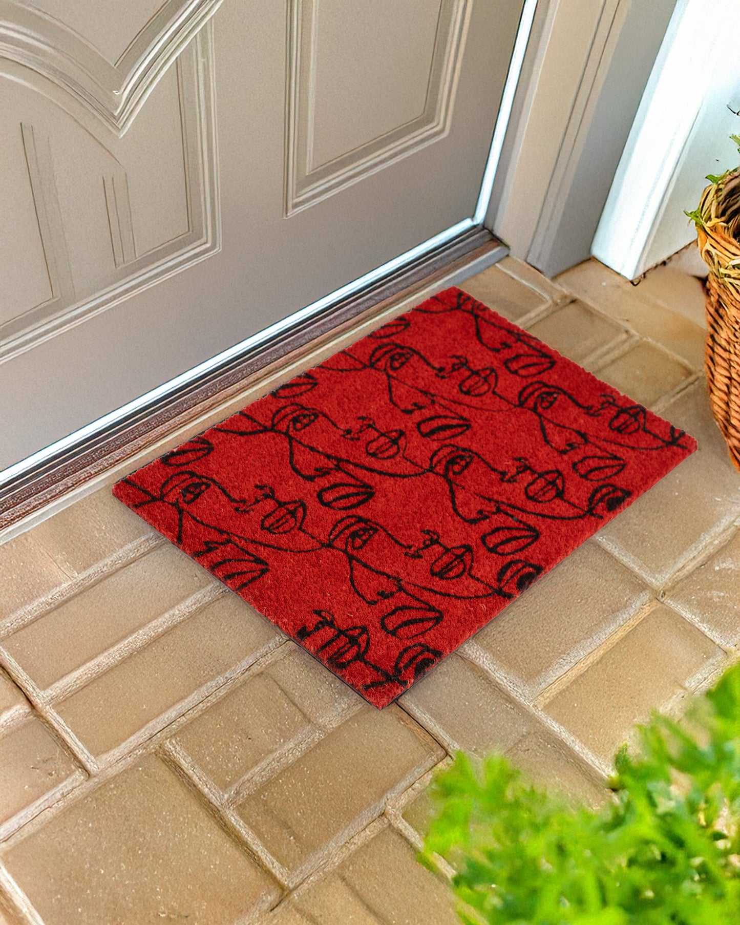 Red Face Modern Art Printed Coir Door Mat
