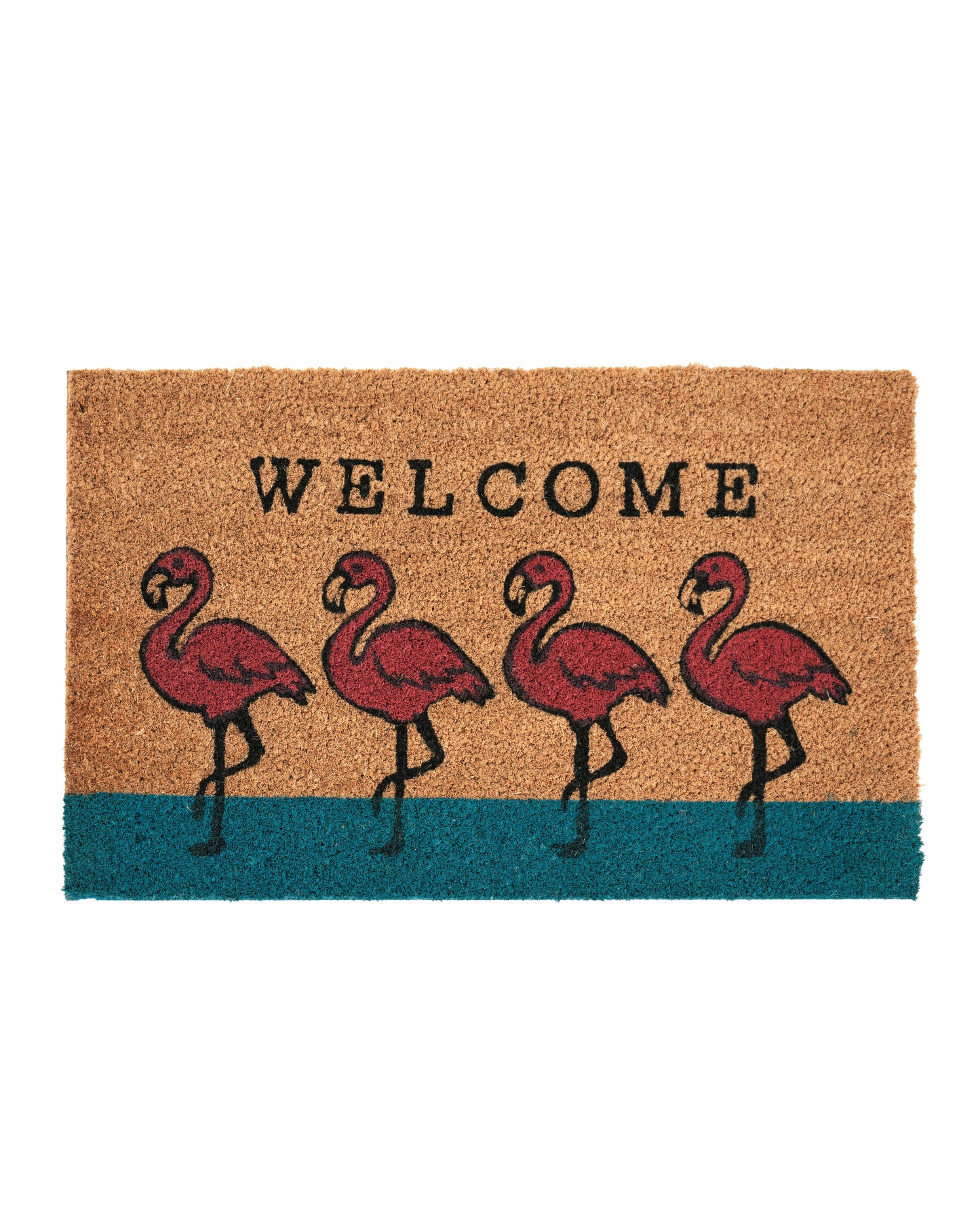 Welcome with Flamingos Printed Coir Door Mat