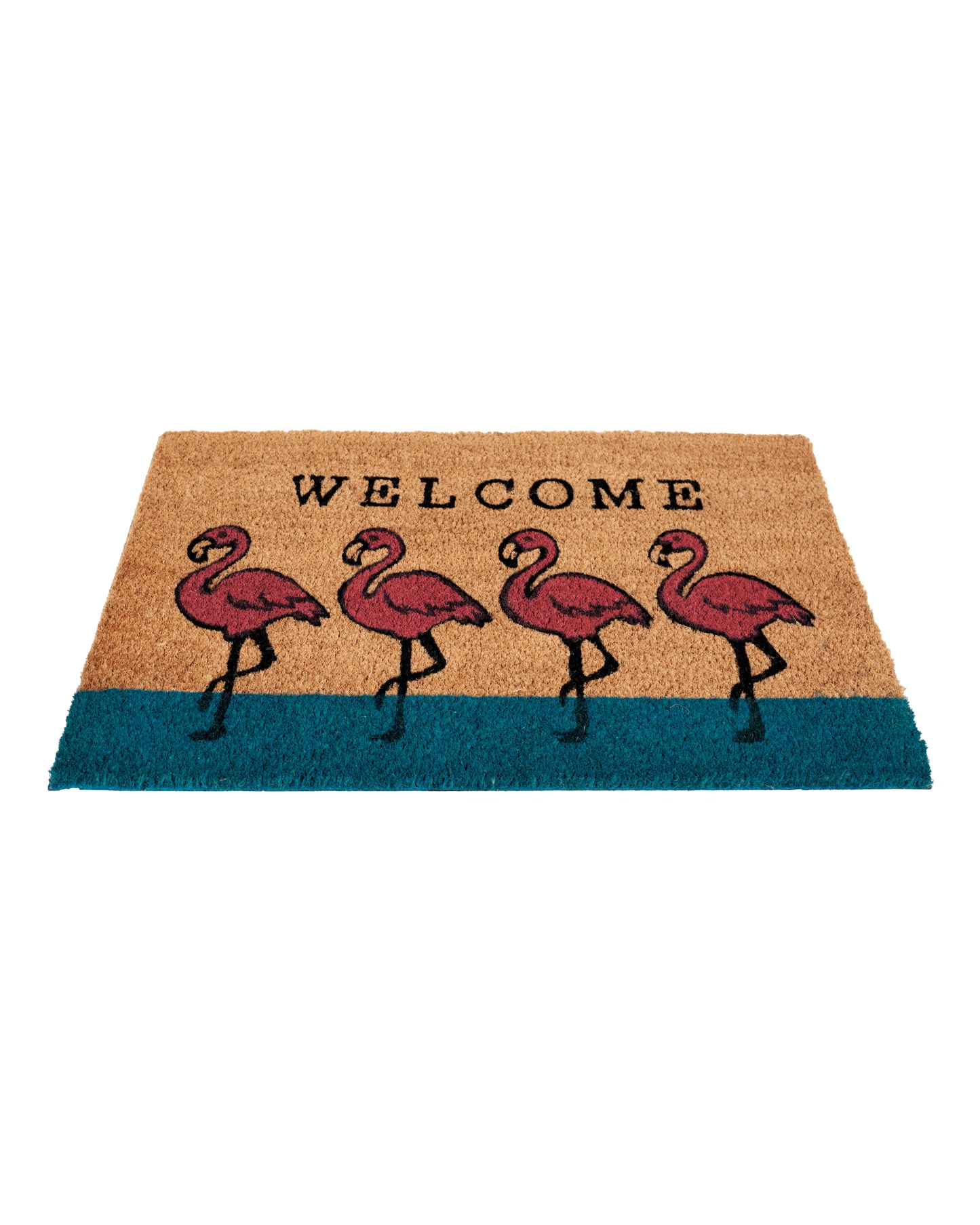 Welcome with Flamingos Printed Coir Door Mat