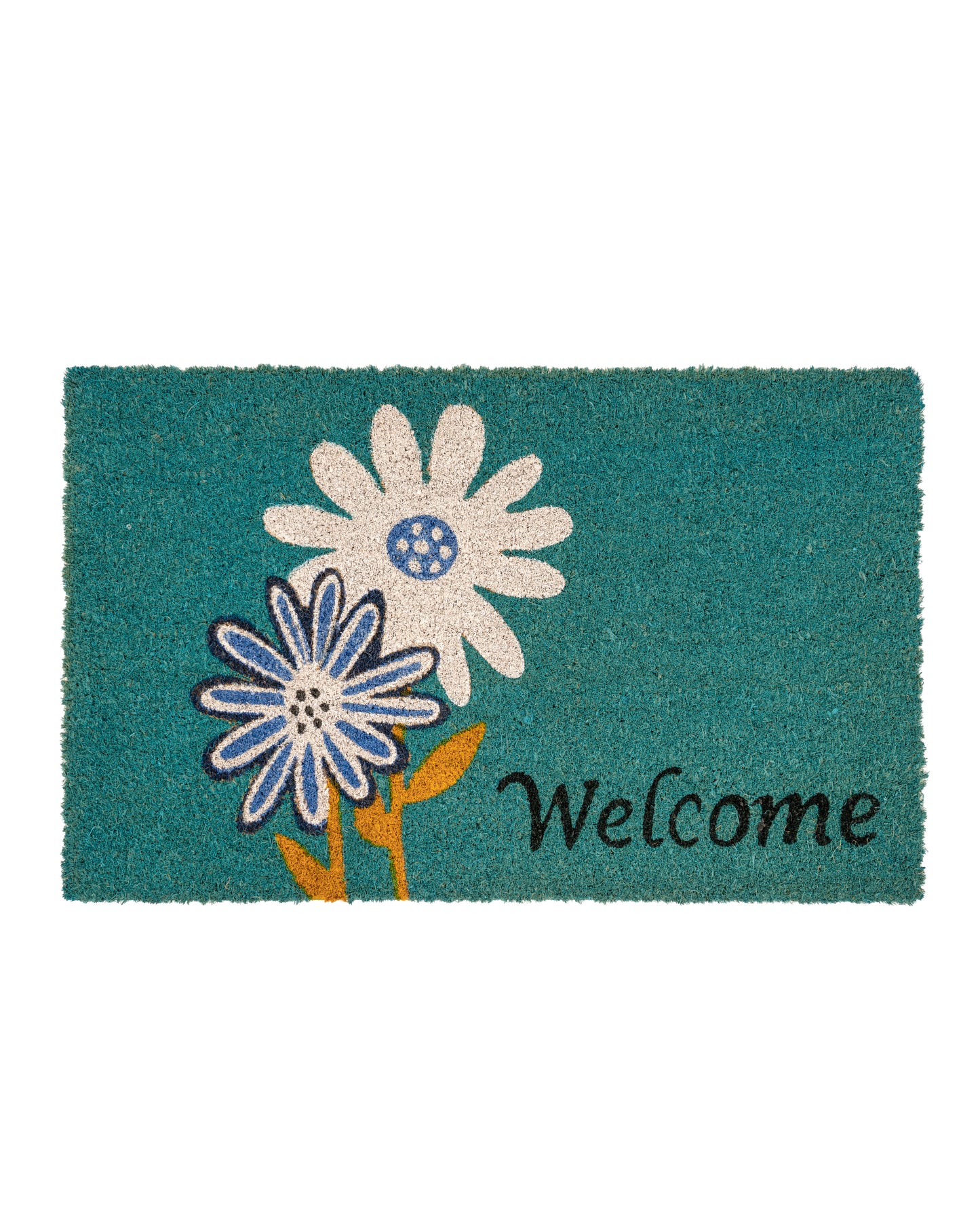 Welcome with Flower Pair Printed Coir Door Mat