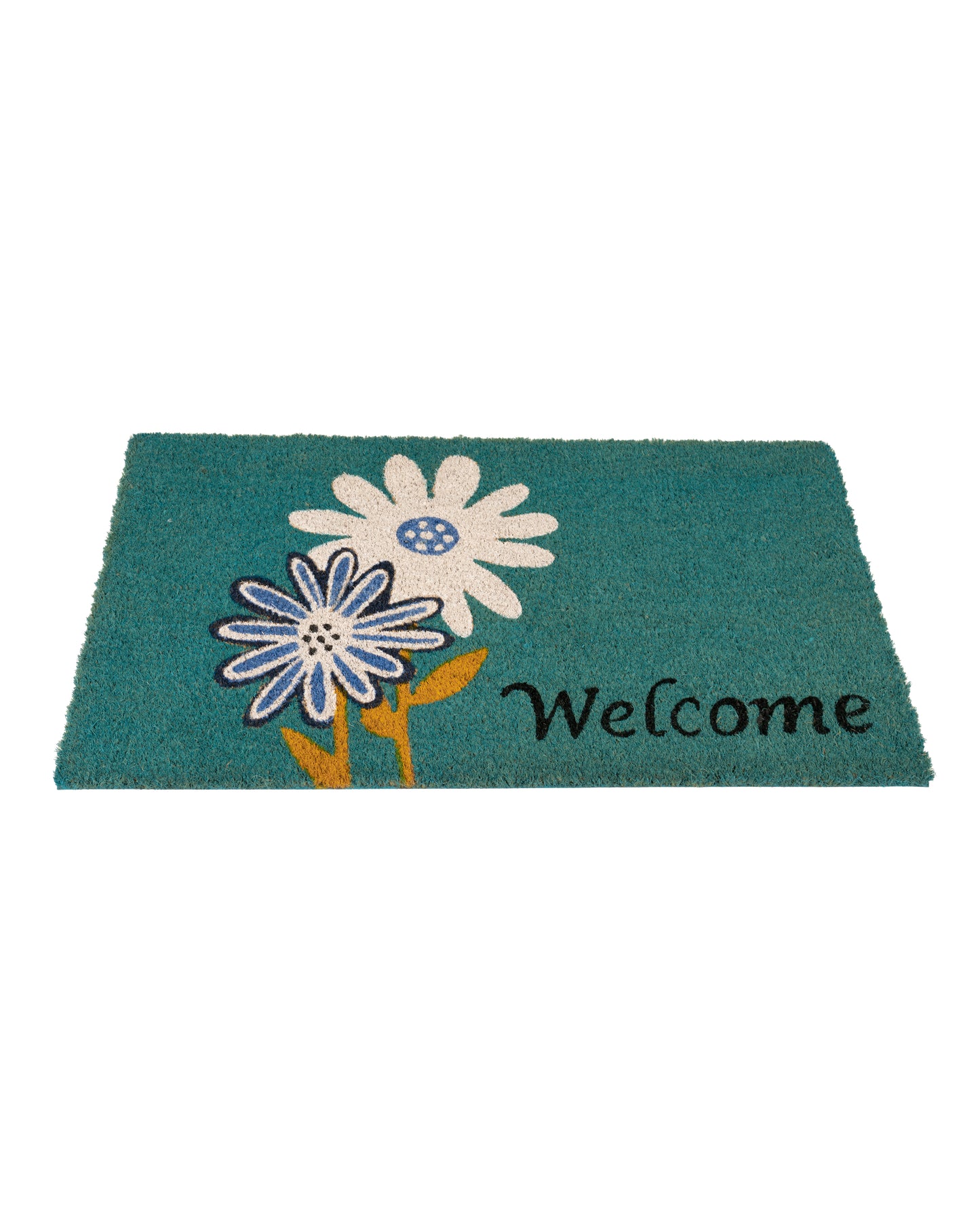 Welcome with Flower Pair Printed Coir Door Mat