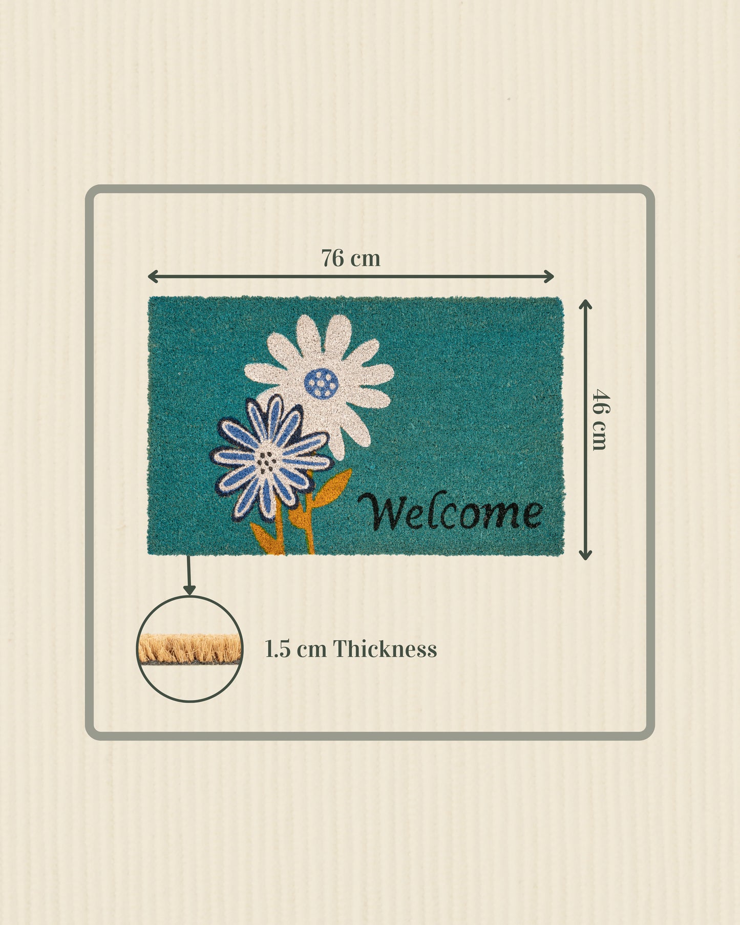 Welcome with Flower Pair Printed Coir Door Mat