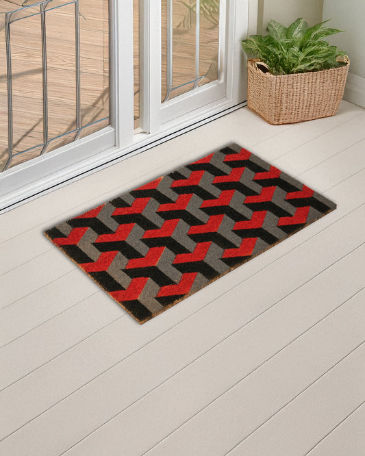 Symmetric V Blocks Printed Coir Door Mat