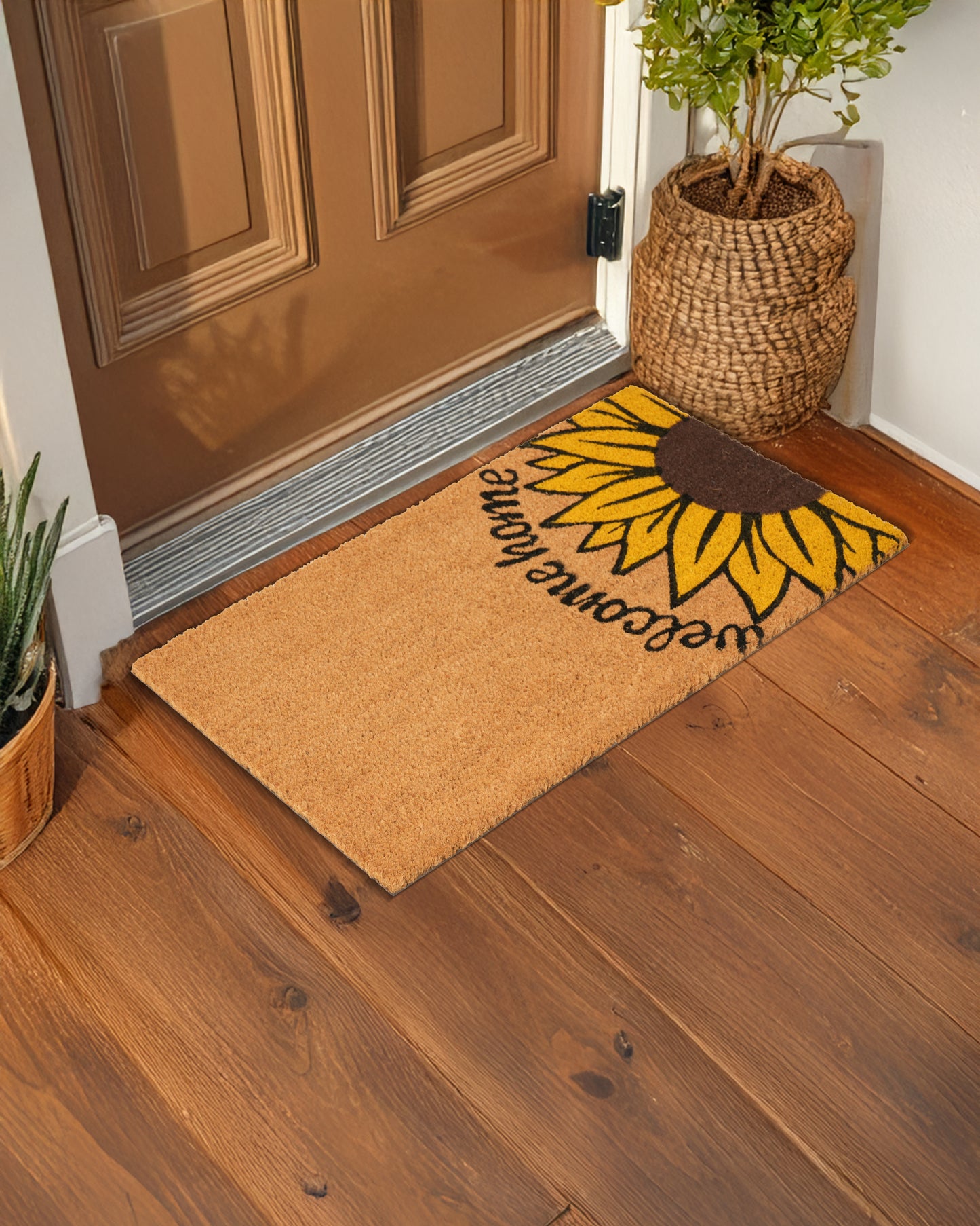 Welcome Home Sunflower Printed Coir Door Mat