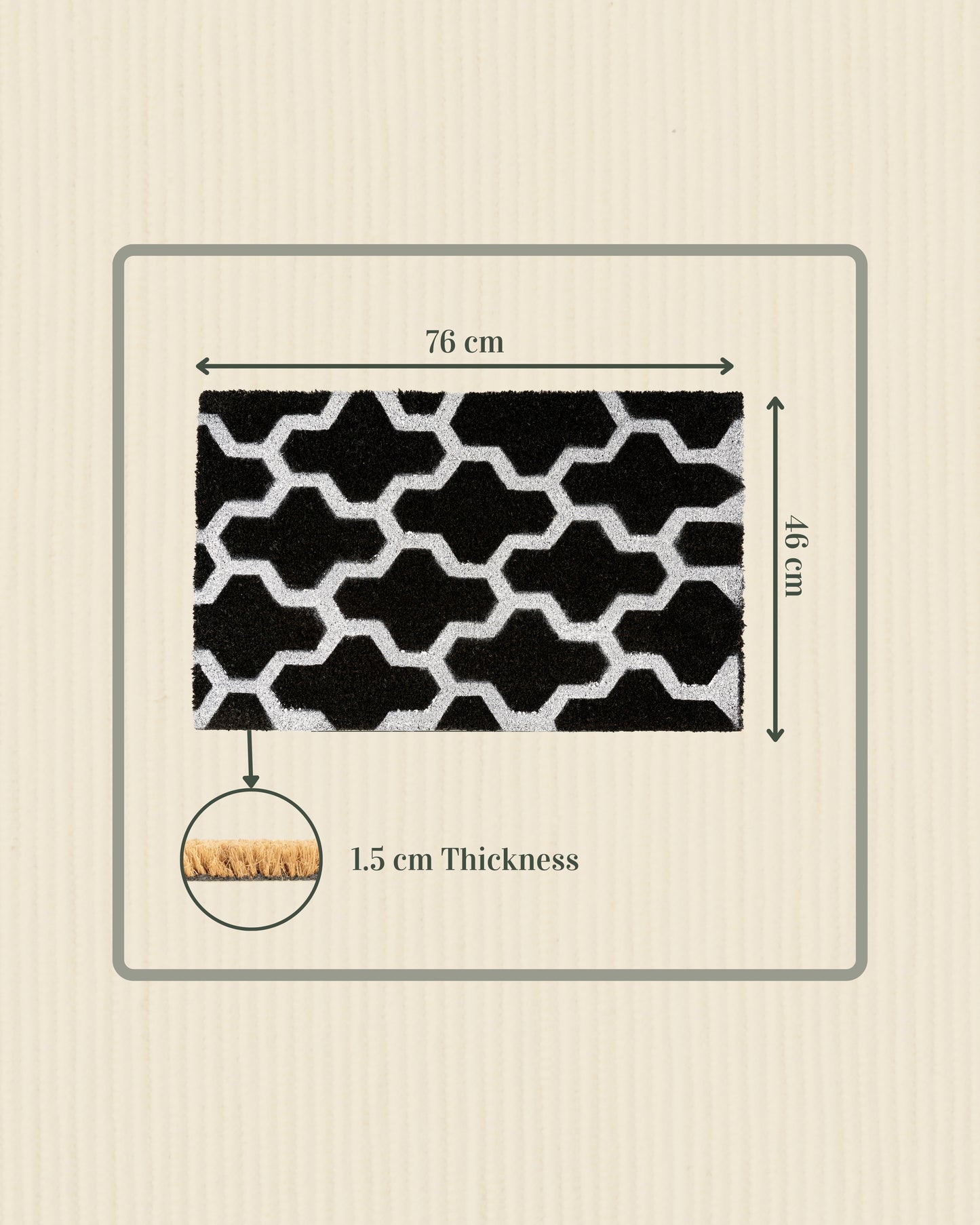Black and White Heptagons Printed Coir Door Mat