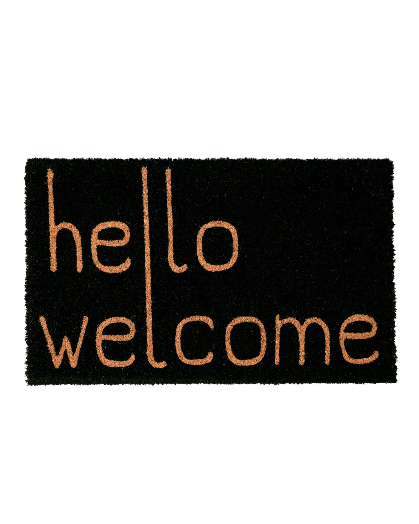Hello Welcome with Black Background Printed Coir Door Mat