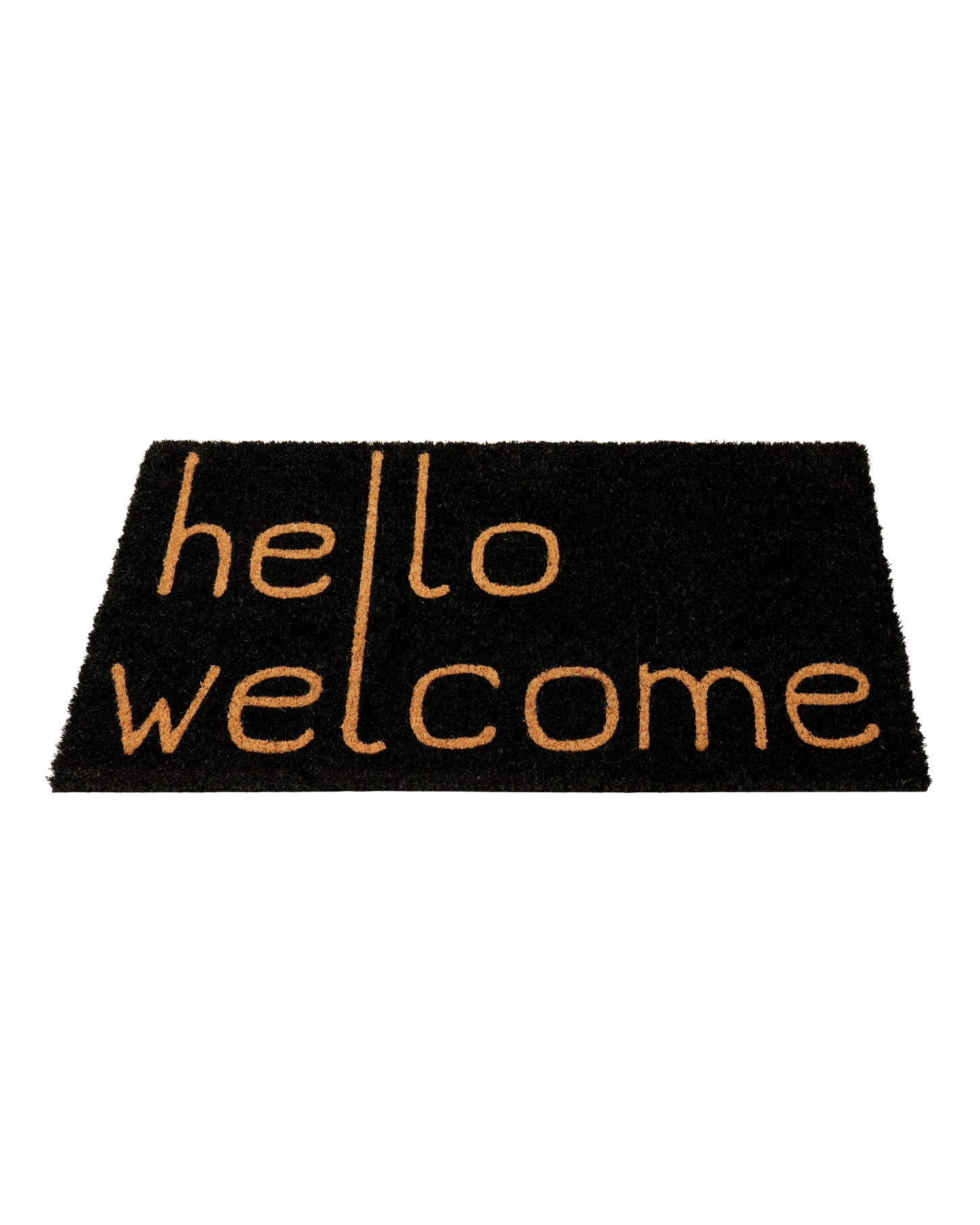 Hello Welcome with Black Background Printed Coir Door Mat