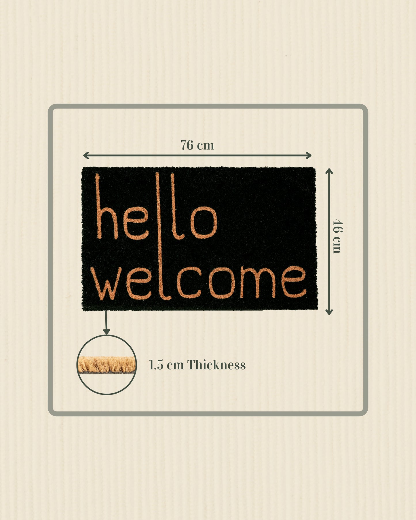 Hello Welcome with Black Background Printed Coir Door Mat