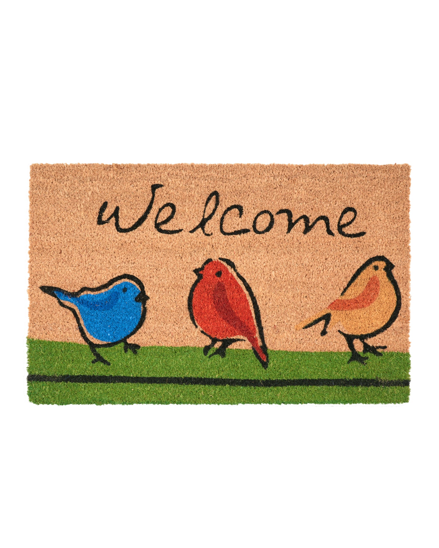 Welcome with Triplet Birds Printed Coir Door Mat 🐦✨