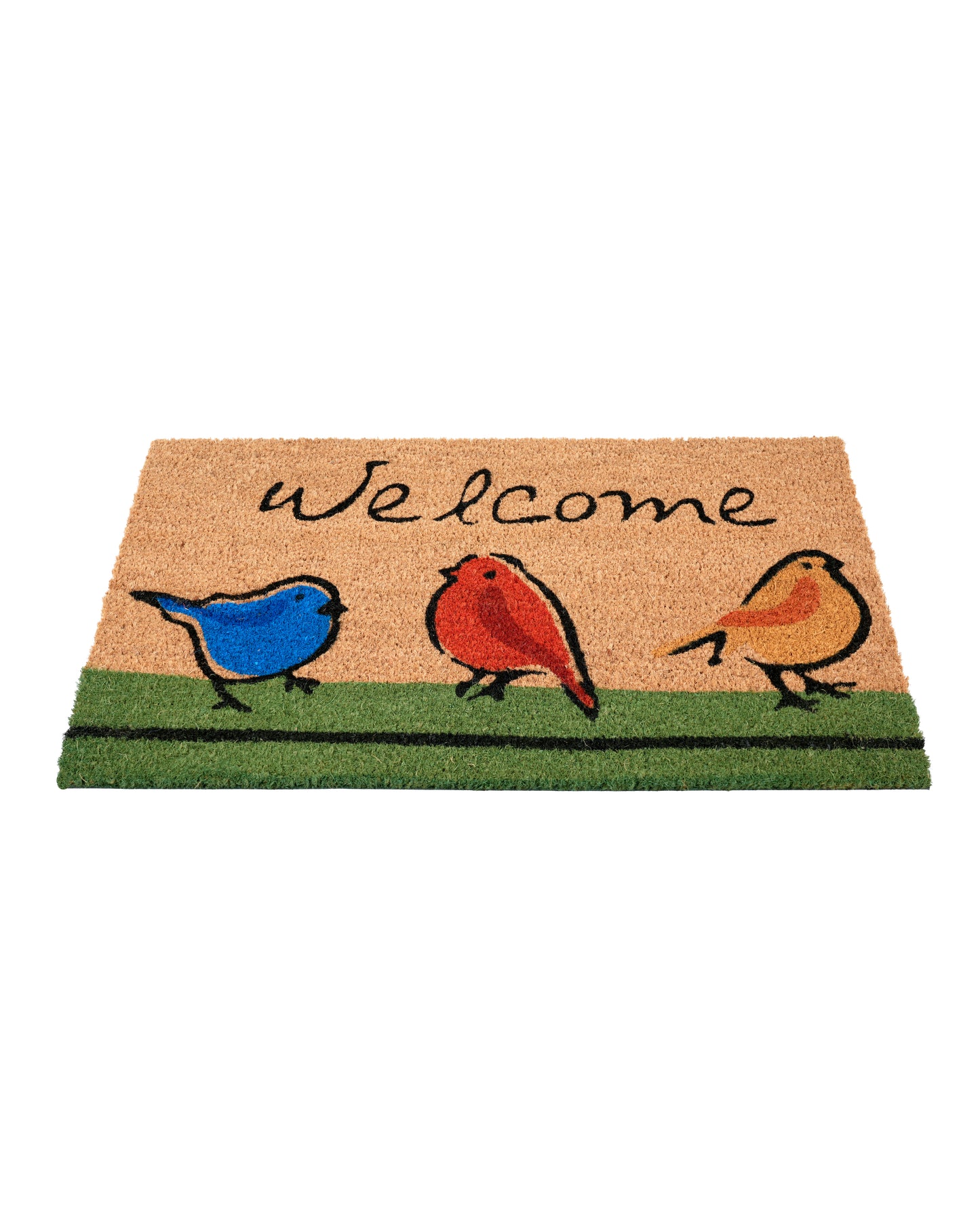 Welcome with Triplet Birds Printed Coir Door Mat 🐦✨