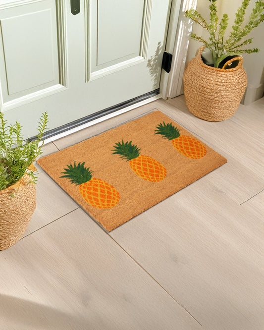 Three Pineapples Printed Coir Door Mat 🍍✨