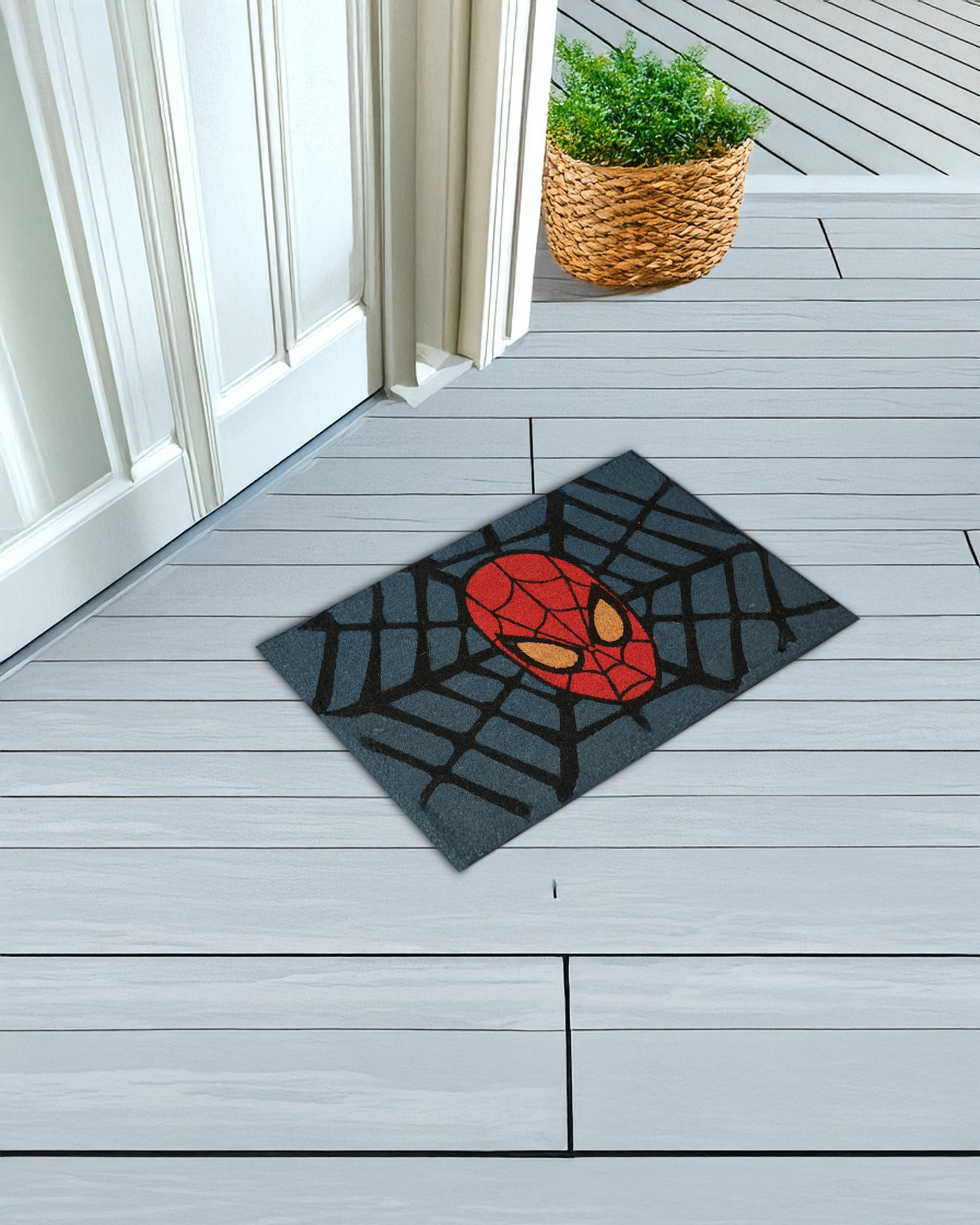 Spidy with Blue Web Printed Coir Door Mat 🕸️🕷️