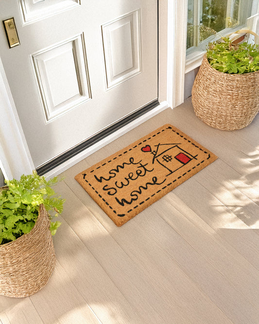 Home Sweet Home with Red Heart Printed Coir Door Mat ❤️🏡