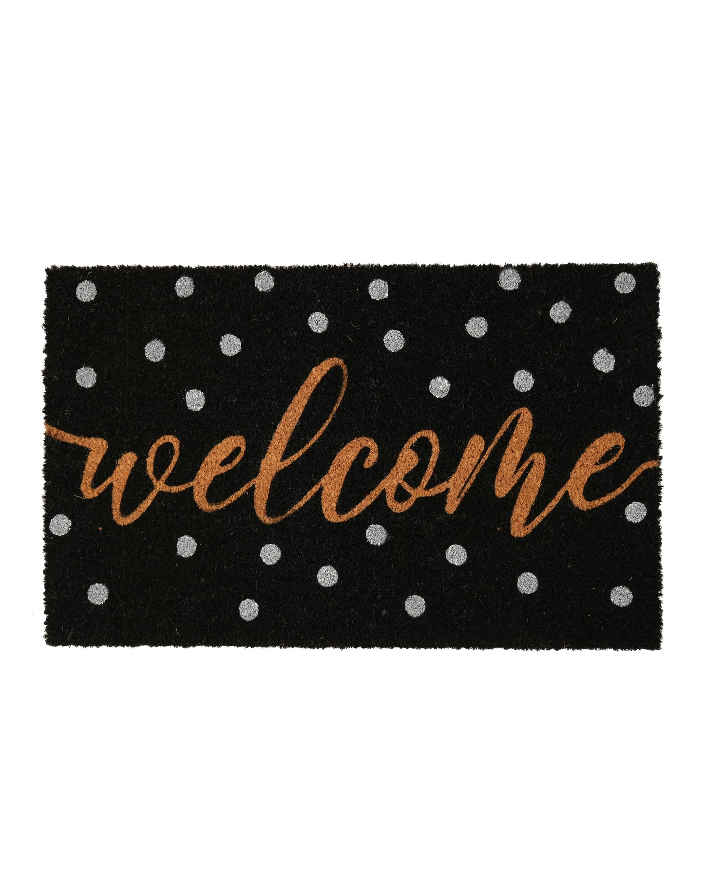 Golden Welcome with Dots Printed Coir Door Mat
