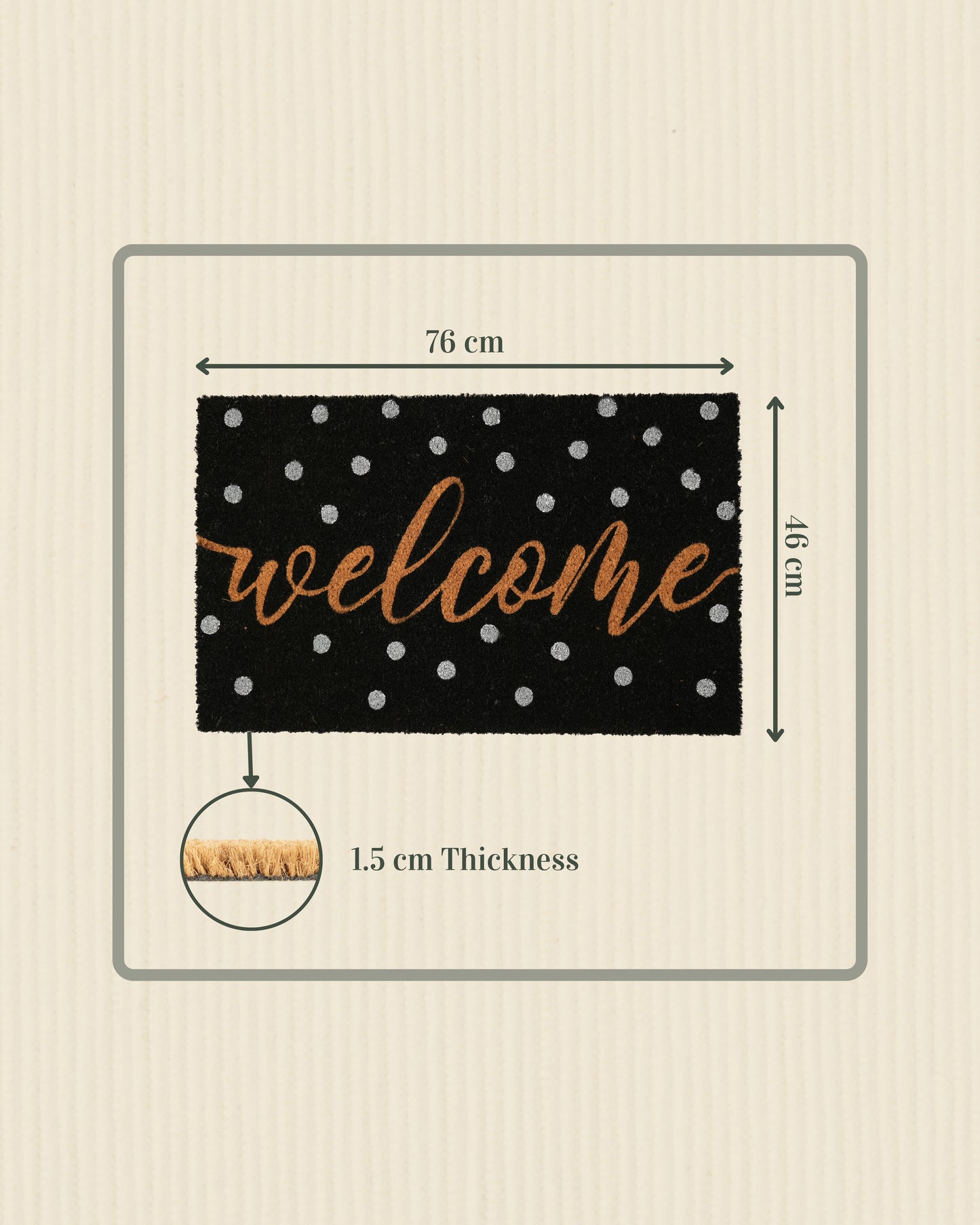 Golden Welcome with Dots Printed Coir Door Mat