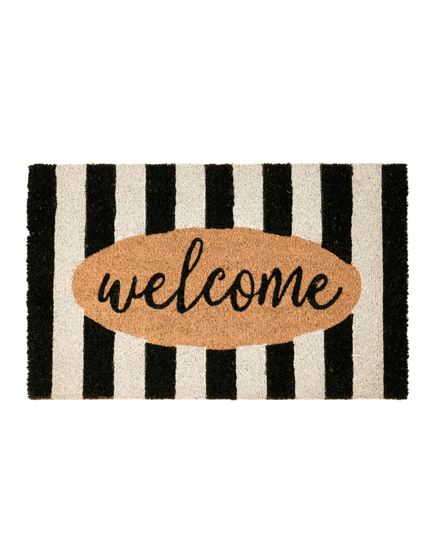 Golden Welcome with Stripes Printed Coir Door Mat