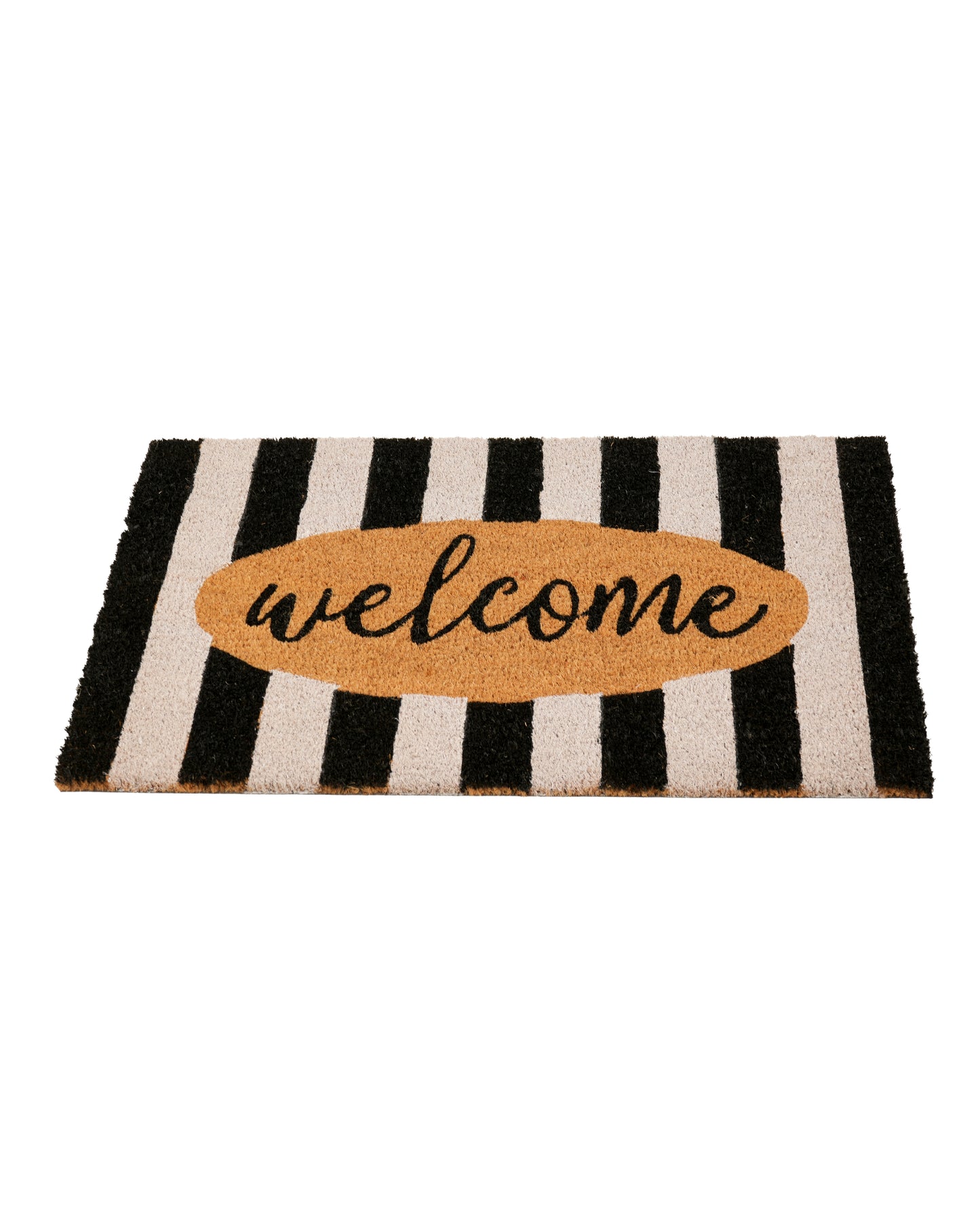 Golden Welcome with Stripes Printed Coir Door Mat