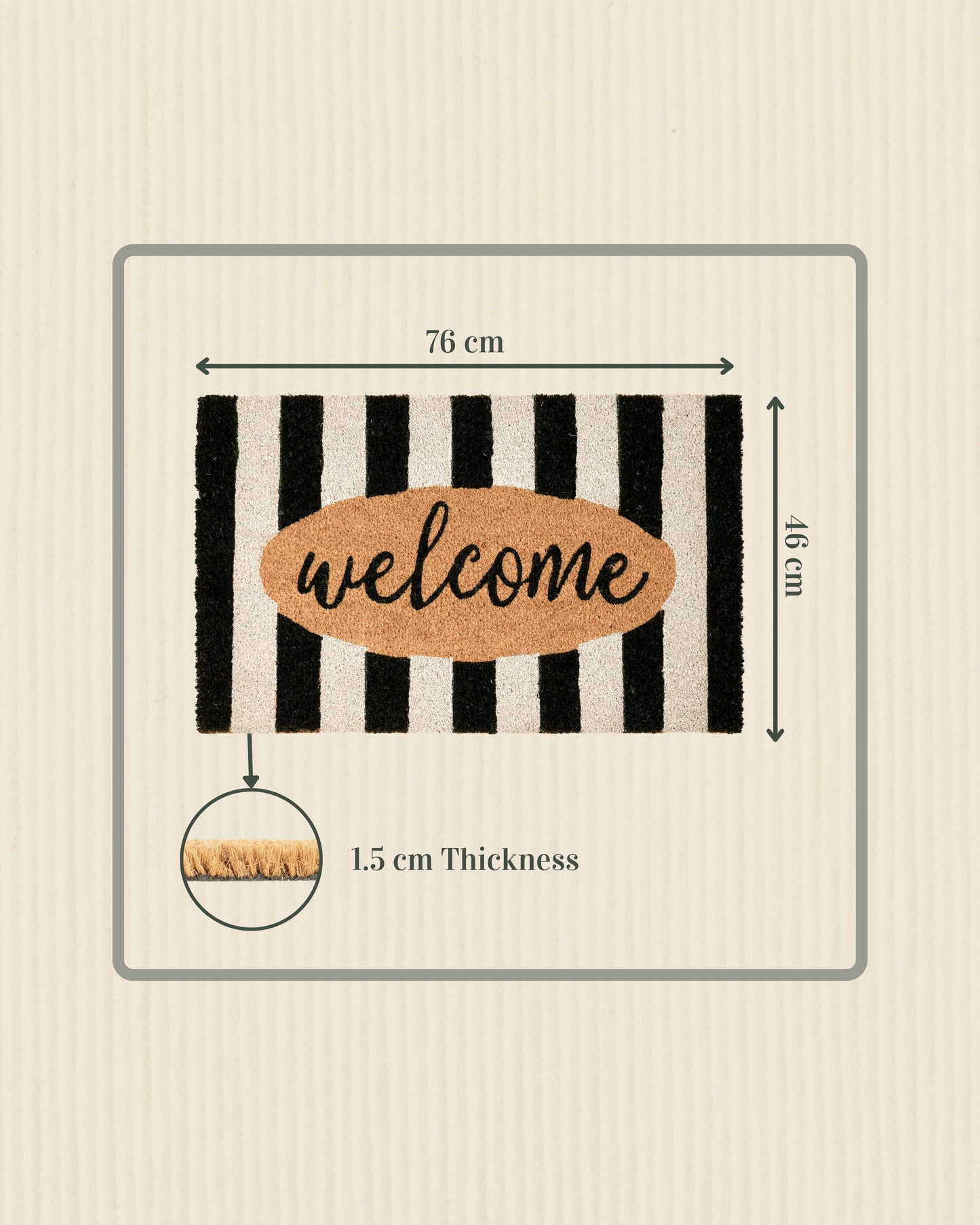 Golden Welcome with Stripes Printed Coir Door Mat