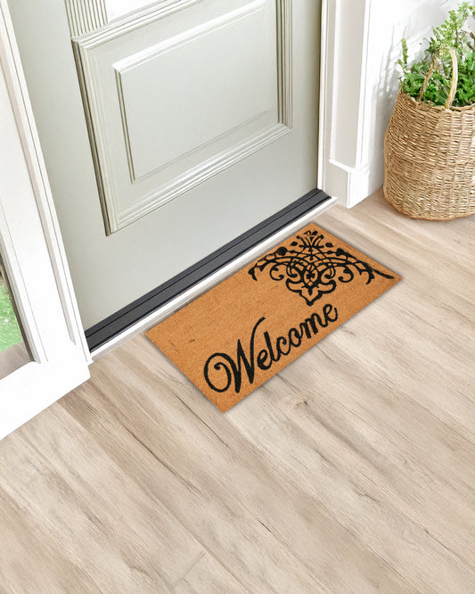 Welcome with Venetian Gate Design Printed Coir Door Mat