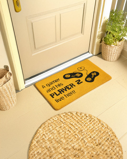 Gamer and His Player 2 Live Here Printed Coir Door Mat 🎮✨
