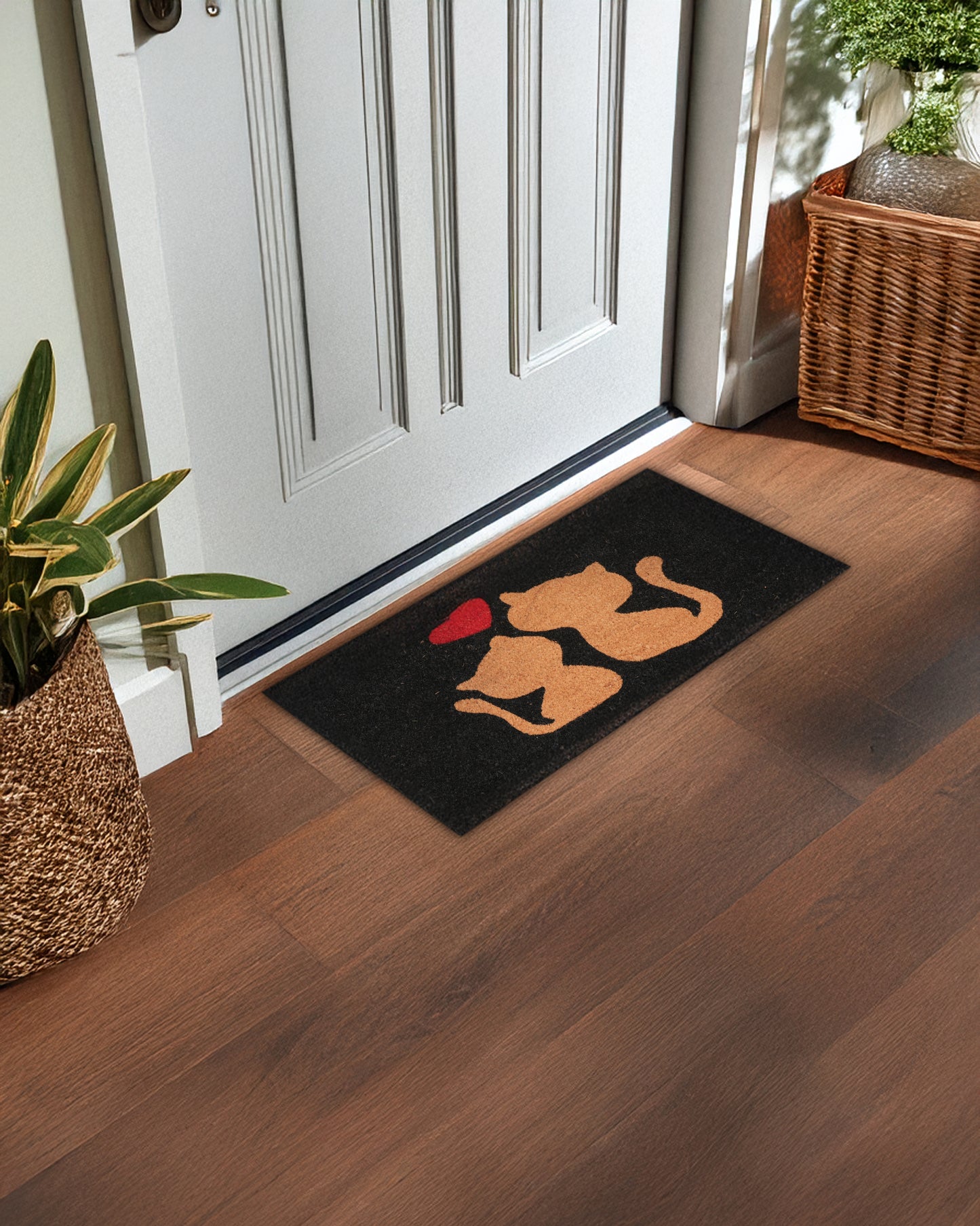 Mom and Baby Cat Love Printed Coir Door Mat