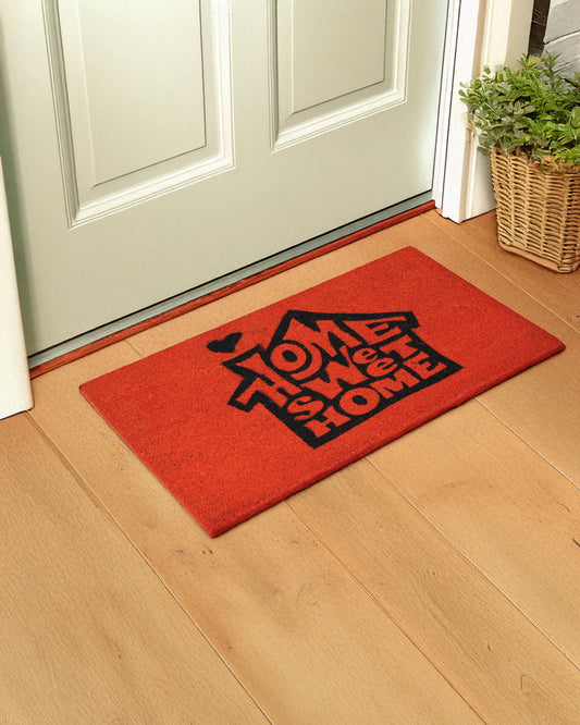 Home Sweet Home Red Heart Edition Printed Coir Door Mat