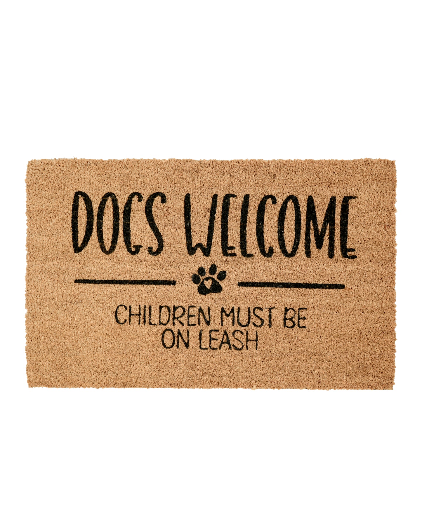 Children Must Be on Leash, Dogs Welcome Printed Coir Door Mat