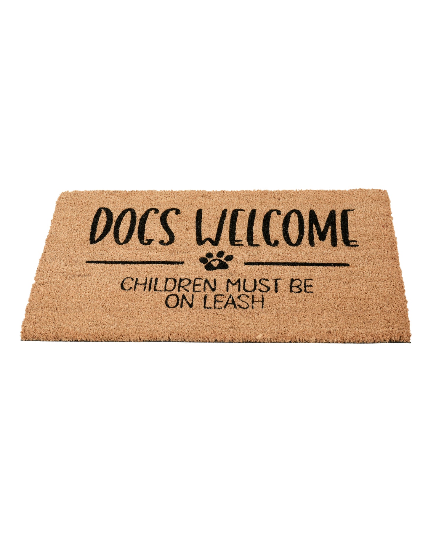 Children Must Be on Leash, Dogs Welcome Printed Coir Door Mat