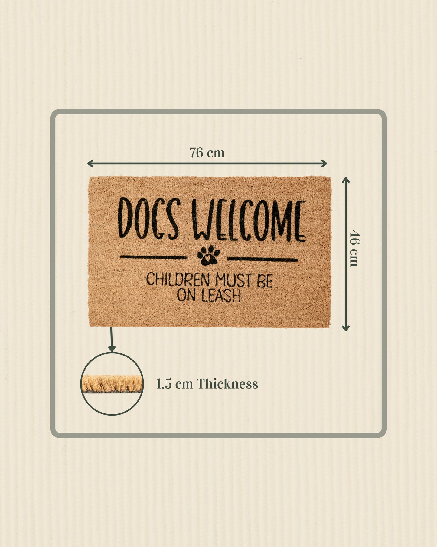 Children Must Be on Leash, Dogs Welcome Printed Coir Door Mat