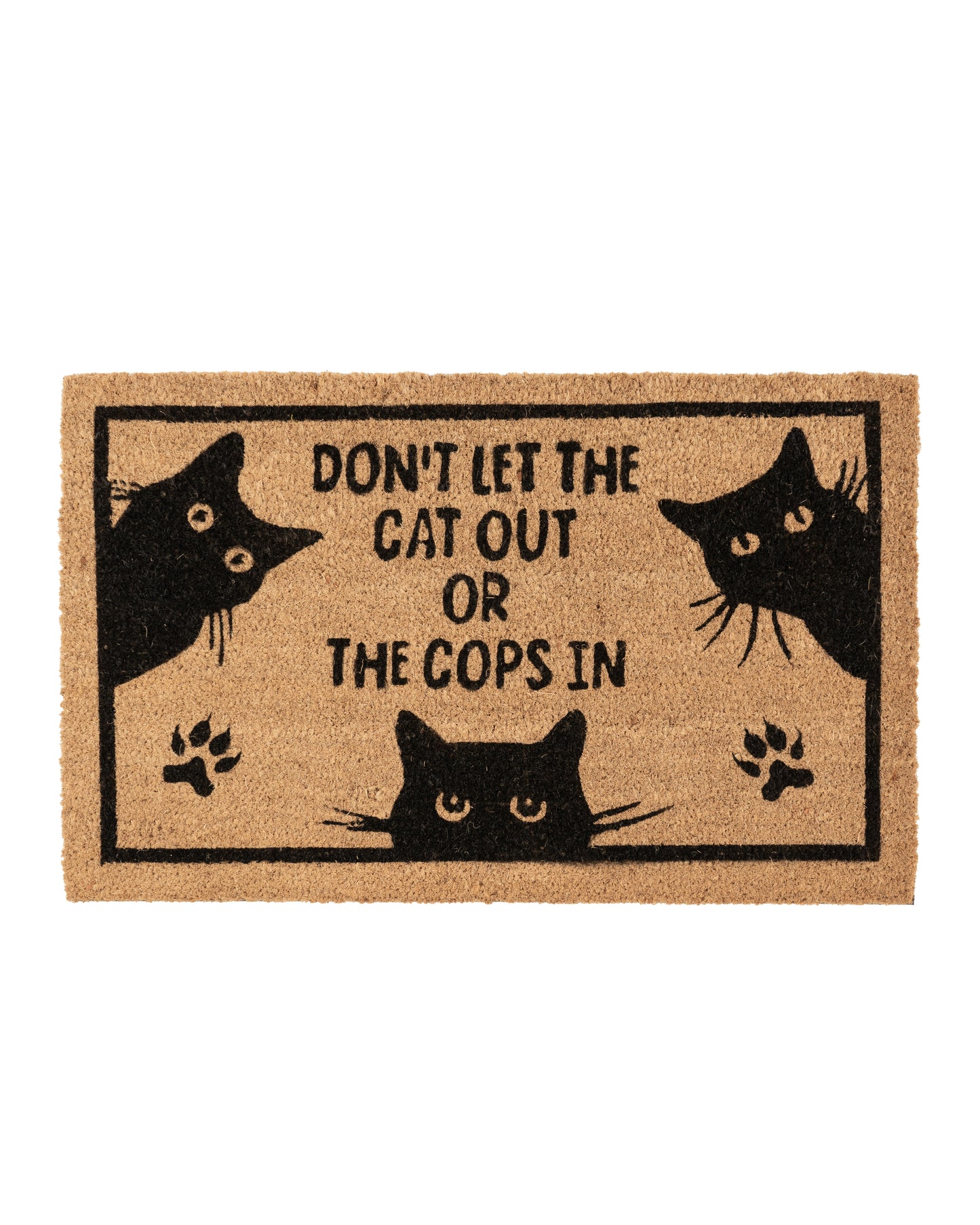 Cops Out, Cats In Printed Coir Door Mat
