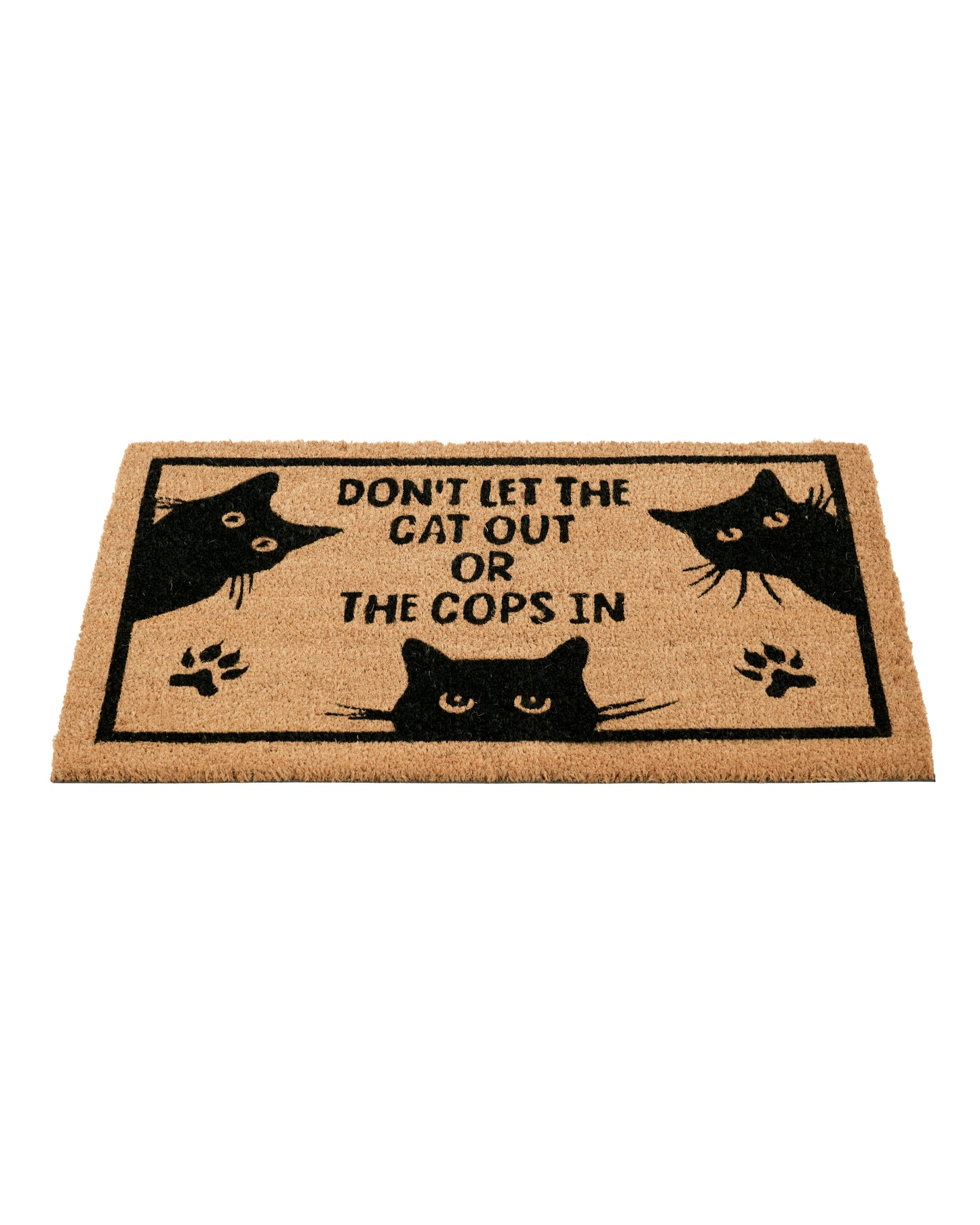 Cops Out, Cats In Printed Coir Door Mat